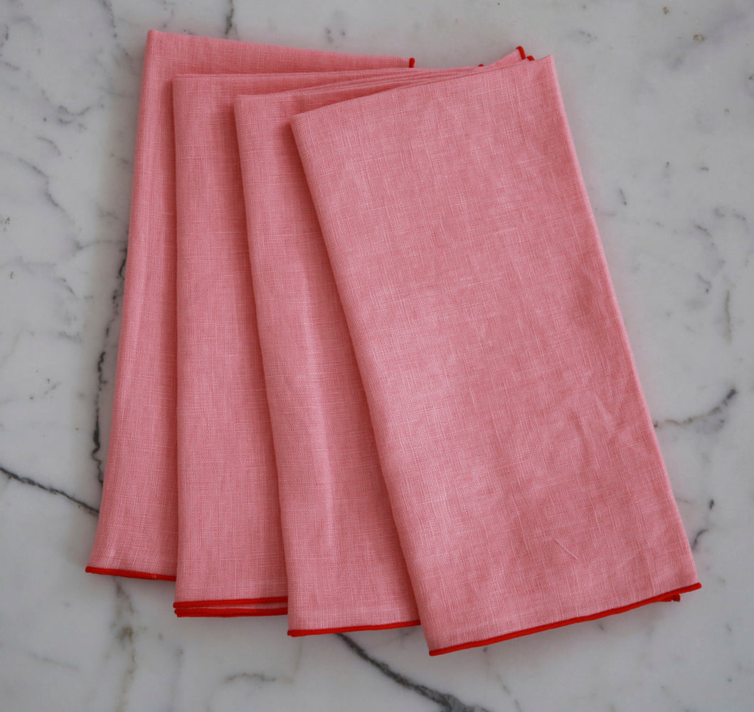 TWO-TONE // PINK + RED LINEN NAPKINS